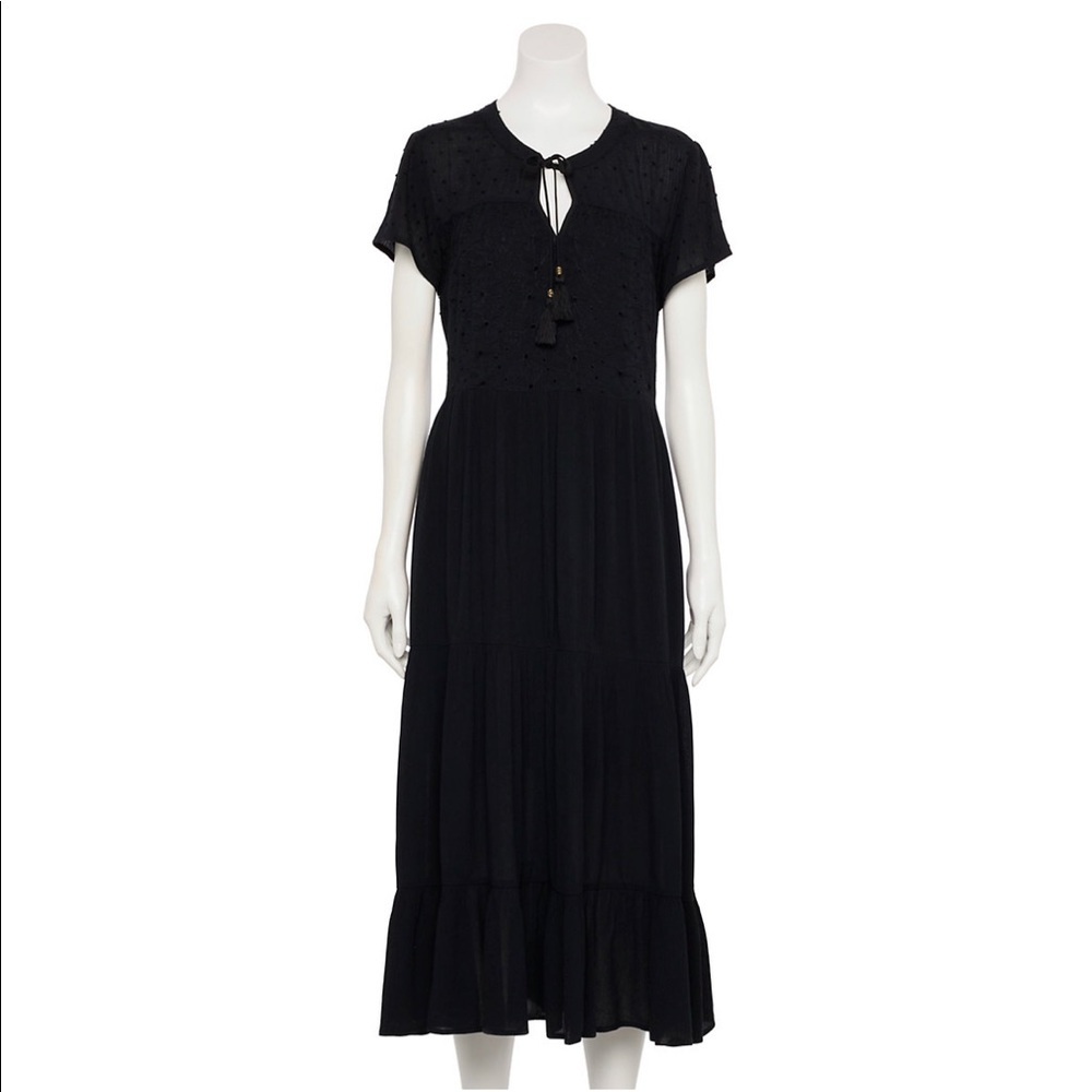 Tiered black Maxi Dress size large